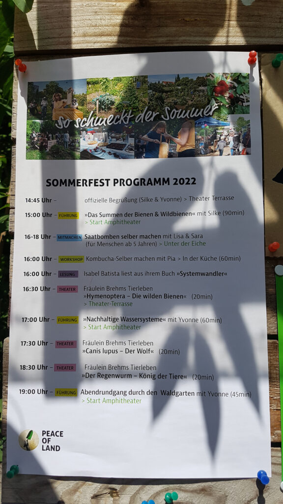 Programm Sommerfest 2022 im "Peace of Land"